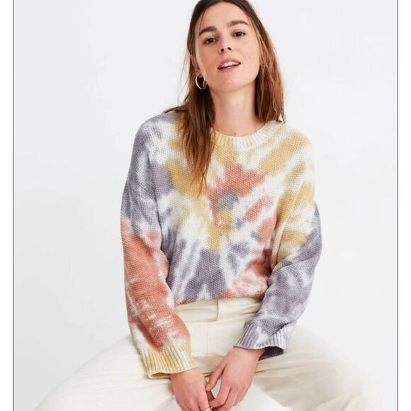 Madewell Sweaters - Madewell Tie Dye100% Cotton Knit Cropped Beach Sweater Elevated Westford Pullove